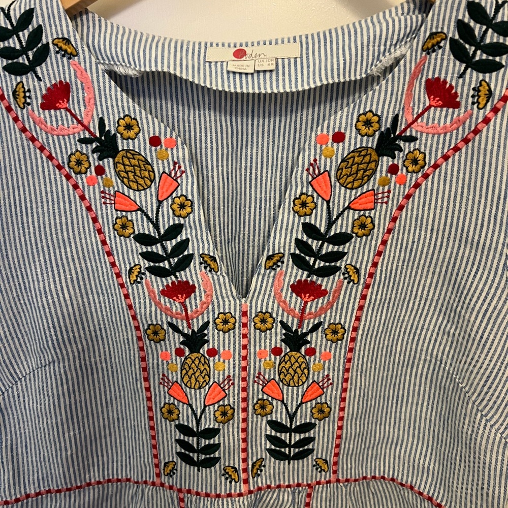 Embroidered floral Boden linen dress. classic style. Light summer linen - Picture 3 of 3